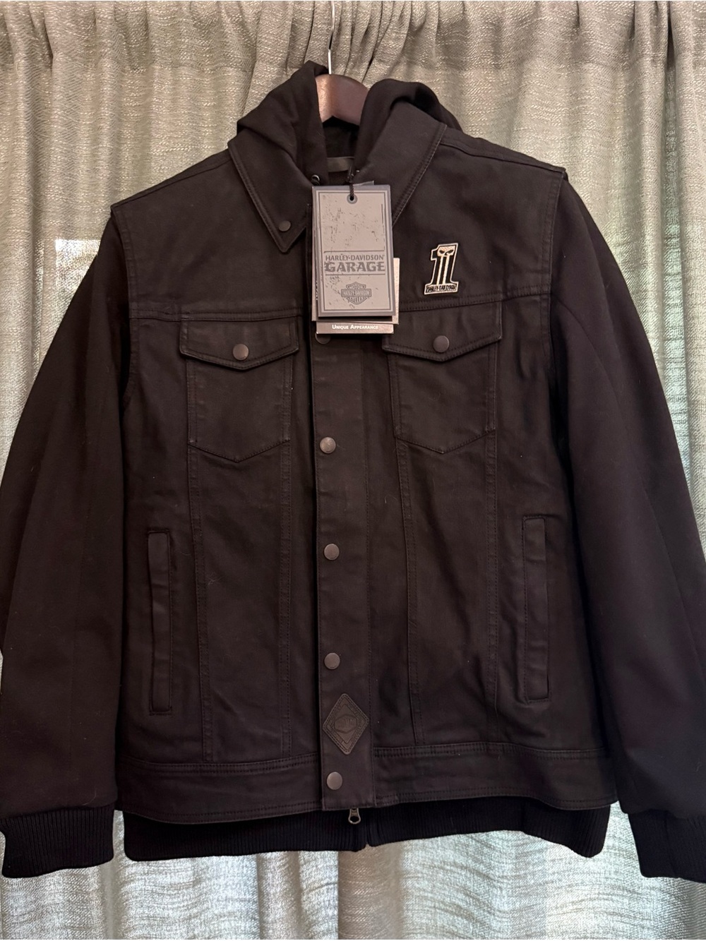 Harley-Davidson Black Hooded Bomber Jacket with Patch